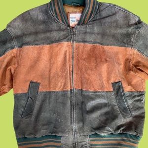 Atlantic beach leather brown and green coat size L